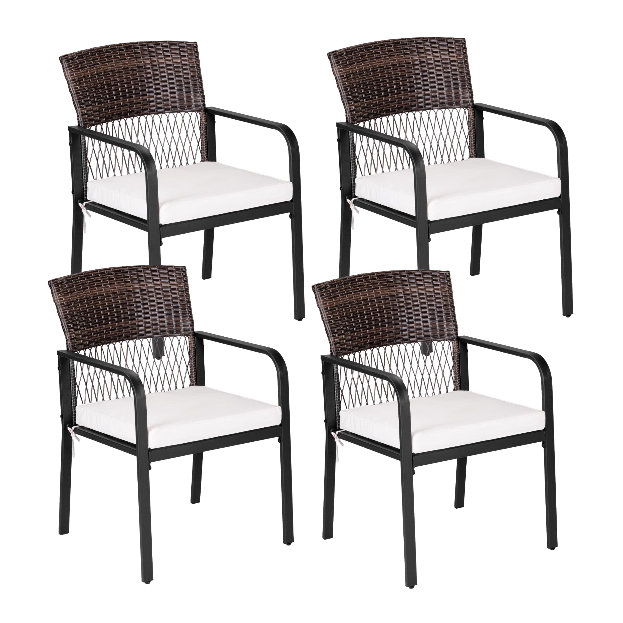 Tangkula PE Wicker Outdoor Dining Chairs Set of 4